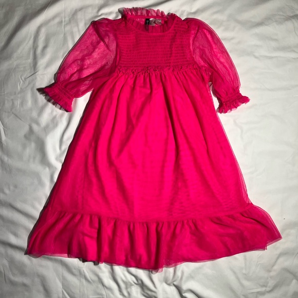 Divided Dresses & Skirts - Divided Pink Babydoll Dress with Puff Sleeves